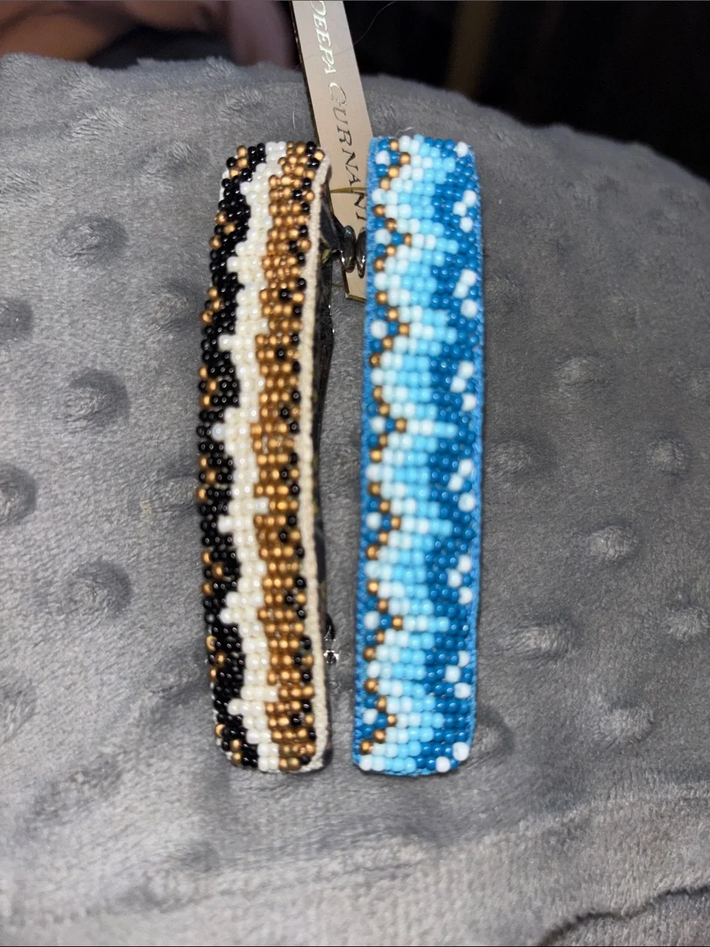 Set of Deepa Gurnani beaded barrettes